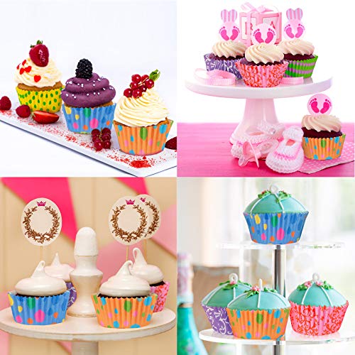 600 Pieces Seasonal Cupcake Liners Colorful Curls Cupcake Baking Cups Colorful Dots Cupcake Wrappers Colorful Polka Paper Wraps Muffin Case Trays For Mother's Day Father's Day Birthday Party Decor #TOP6