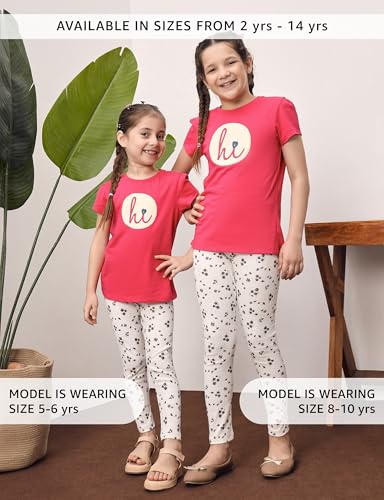 Image of Amazon Brand - Symbol Girl's Cotton Ribbed Stretchable Leggings | Ankle Length | Aged 2-14 Years