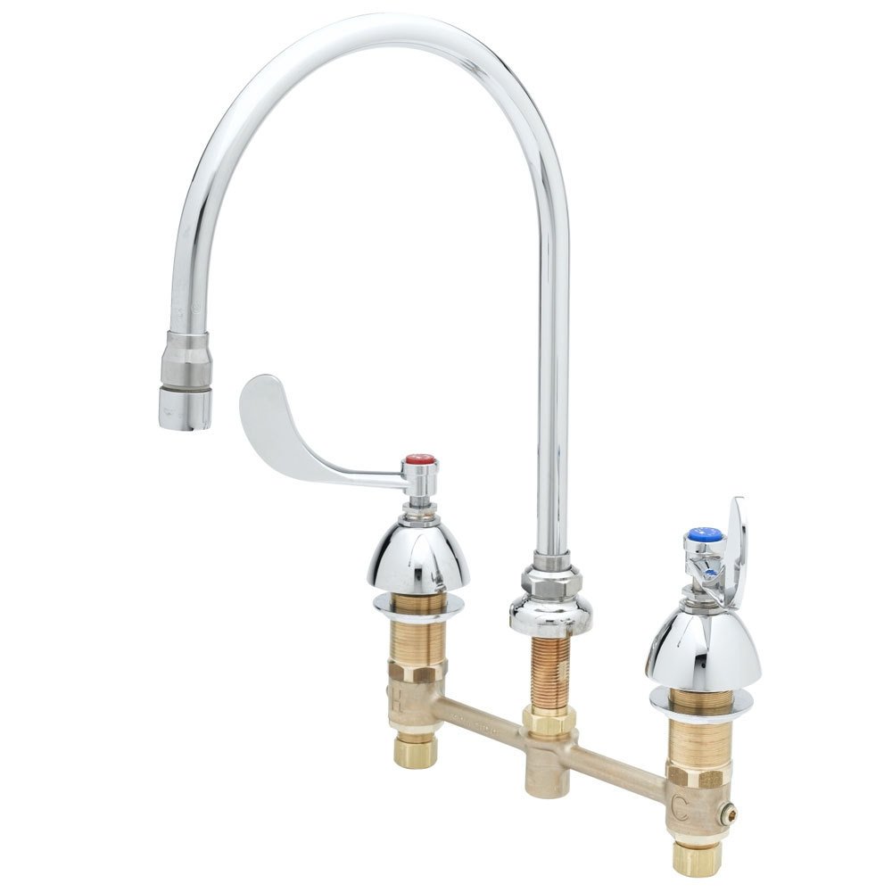 Robinet médical T&S Brass B-2862-VF22 col de cygne entraxe 20,3 cm