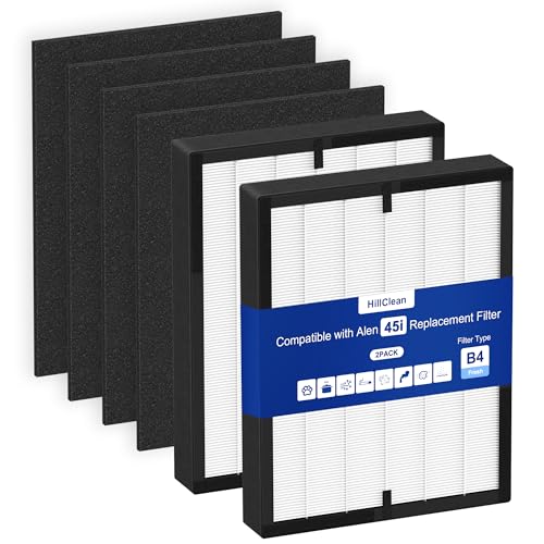 45i Ersatzfilter passend für Alen BreatheSmart Flex und 45i Pure Luftreinigerfilter, 3-in-1 HEPA-Filter + Aktivkohle-Vorfilter, B4-Pure/FL40, 2 Stück Hepa+ 4 Stück Kohlefilter