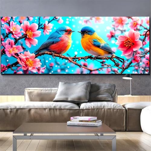 Peinture diamant oiseau et cristaux strass de haute brillance pour art mural 60x120cm