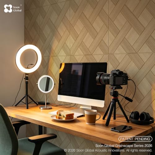 Image of Soon Global Acoustical Wall Panels, 6-Piece 23.62 X 23.62 Inches Art Acoustic Panels, Decorative Acoustic Panels, Acoustic Wall Panels, Sound Absorbing Wall Art, Cedral Arc