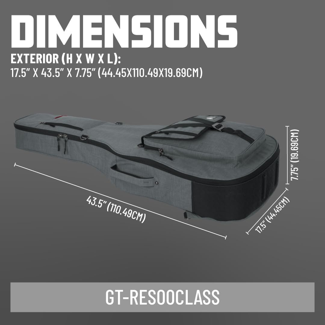 Gator Cases Transit - Gigbag Transit-Serie für Resonator-, 00- und Klassische Akustikgitarren mit anthrazitfarbener Außenseite (GT-RES00CLASS-BLK)