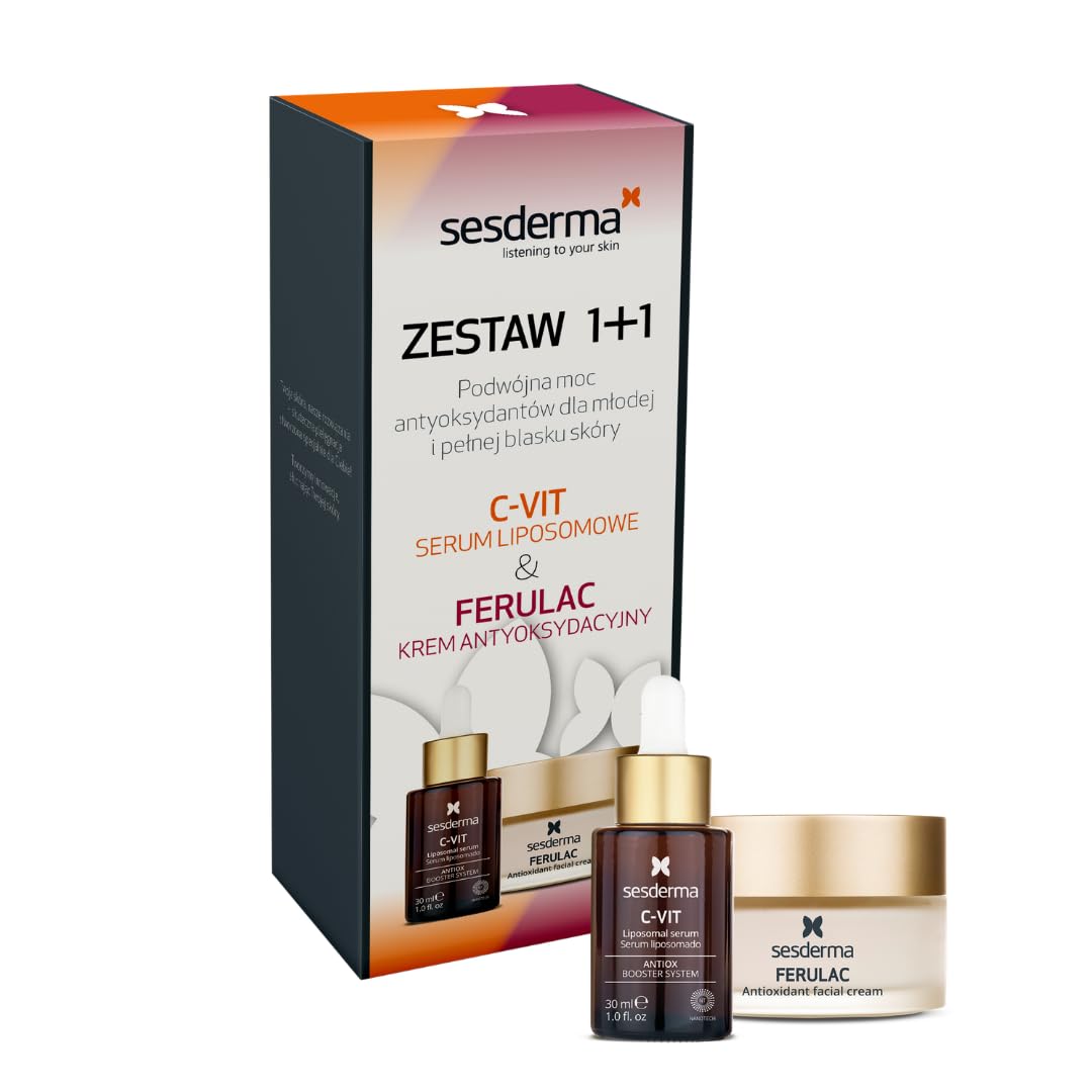Sesderma FERULAC + C-VIT Set – Antioxidative Gesichtspflege mit Ferulasäure & Vitamin C, Anti-Aging Creme 50 ml + Liposomales Serum 30 ml, Schutz vor Photoaging & strahlender Teint
