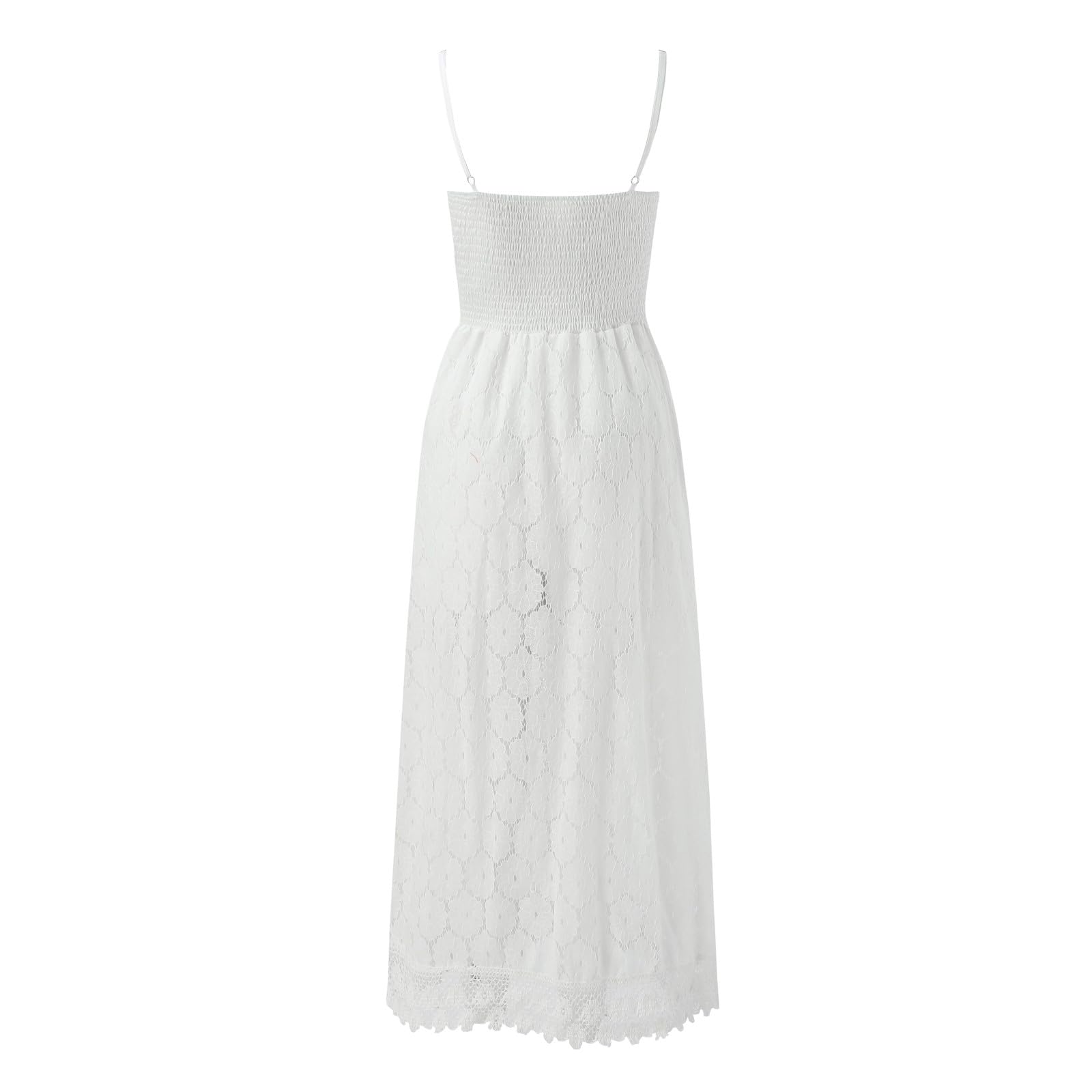 Robe longue d'été pour femme, col en V, sans manches, en dentelle