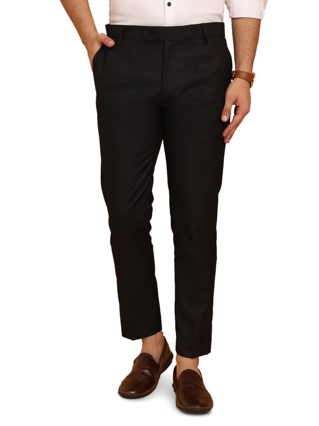 vandnam fabricsSlim Fit Polycotton Formal Trouser, Ankle Formal Pant for Men