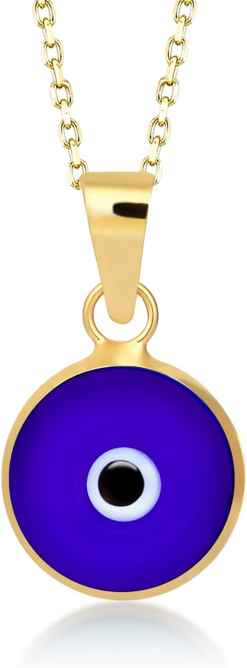 Evil Eye Charm Pendant Necklace in 14K Solid Gold