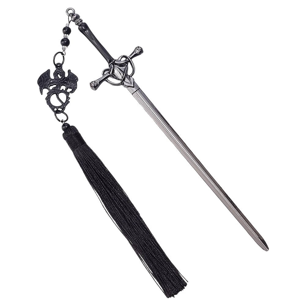 BEAMARKER Fantasy Dragon Sword Bookmark Fourth Cool Wing Funny Metal Bookmarks with Black Tassels Unique Page Markers Reading Accessories for Women Men Office Book Lovers Novel Fans Birthday Gifts