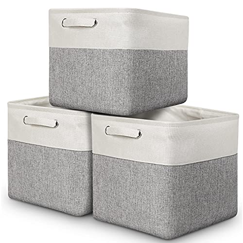 Image of AivaToba 13 x 13 x13 Inch Large Fabric Storage Bins, Foldable Cube Storage Basket Set of 3 for Organizing, Storage Cube Bins with Handles for Shelf Closet Nursery Home