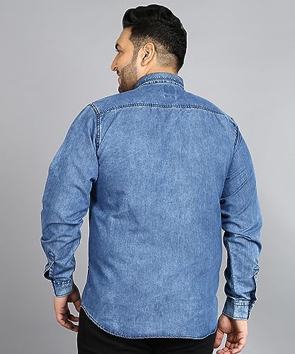 Image of Urbano Plus Men's Denim Full Sleeve Regular Fit Washed Casual Shirt