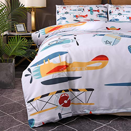Htgroce Airplane Kids Boys Girls Comforter Set,Bedding Set For Girls Boys Kids,Printing Super Soft Microfiber Bedding Sets, Twin Size 68"X 86",1 Quilt+1 Pillow Shams #TOP2