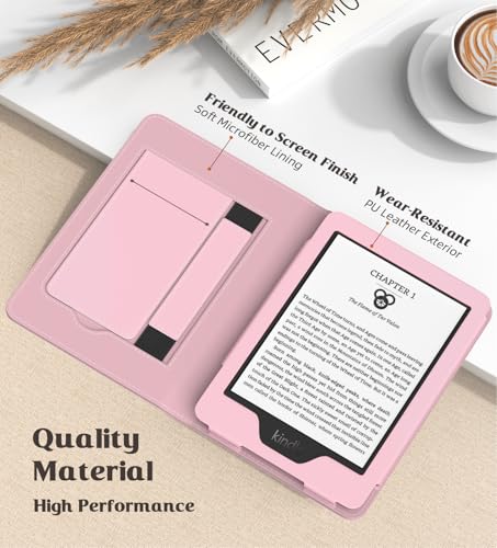 Image of MoKo Case Fits All-New 6 inch E-Reader(11th Generation, 2024 /2022)(10 /8th Gen,2019 /2016),Ultra Lightweight PU Shell Cover with Auto Wake /Sleep for Ebook 2024,Not for Kobo Aura 2 /Remarkable, Pink