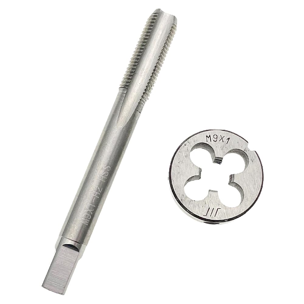 Juego de machos y terrajas métricos M9 x 1, mano derecha, herramienta de roscado de machos y terrajas M9 x 1, mano derecha, machos y terrajas M9 x 1, mano derecha, machos y terrajas redondos, máquin