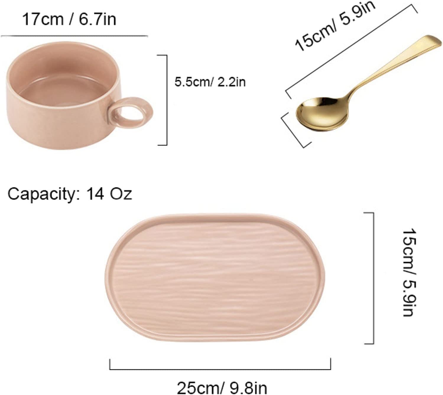 Miska na płatki, miska na zupę, miska na herbatę, 14 uncji miski na zupę Kubek na zupę z uchwytami, ceramiczny zestaw talerzy śniadaniowych na śniadanie Zupa kanapkowa Kawa Miski do serwowania płatków