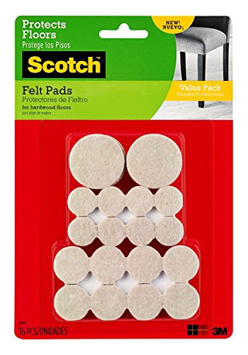Scotch Brand Felt Pads, Beige, Pack, 16-3/4, 16-1, 4-1.5 in., Round, 36 Pads