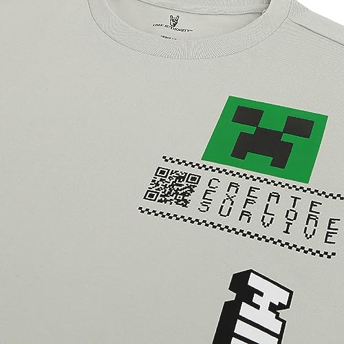 Image of Free Authority Minecraft Printed Loose Fit Grey Cotton Men's T-Shirt