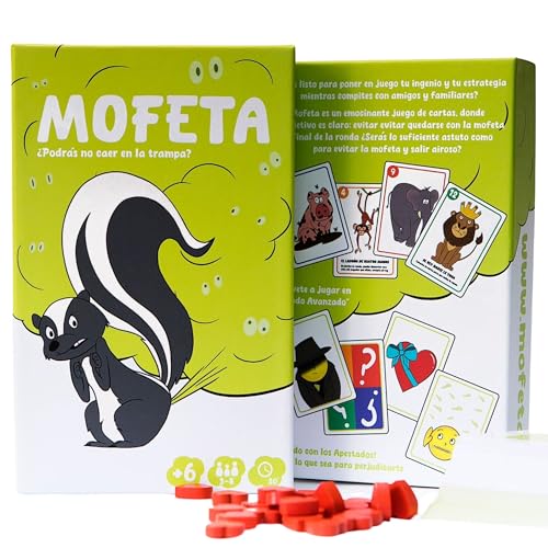 MOFETA Juego de Mesa Familiar. Rápido, Sencillo y Divertido. Regalo niño niña Juego de Cartas para niño niña 6 7 8 9 10 11 12 años Entretenimiento Vacaciones Fiestas Tiempo Libre Viajes