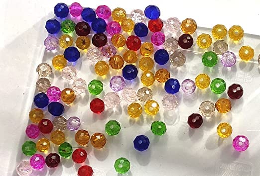 Image of 900 Pcs Rainbow Crystal Beads for Jewellery Making Kit, Embroidery, Bead Craft, Multicolour DIY Beads for Bracelet Making Kit, Beading, Beadwork, Crafting - 8mm, 180g, Pearls for Craft