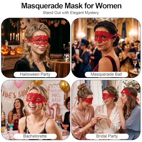 Image of Exlinonline Lace Masquerade Mask Elastic,Fit for Adult,Soft Gentle Material,Specially For Costume,Thememed Party