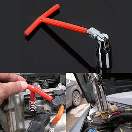 Holoras T-Handle Universal Joint Spark Plug Socket Wrench, 16mm 21mm Socket (Red)
