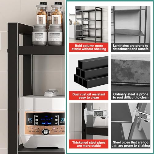 Image of Dratal Kitchen Moveable Storage Rack Multi-layer Vegetable Fruit Basket Adjustable Storage Shelf Microwave Oven Holder Microwave Shelf Metal Storage Rack Kitchen Rack Spice Rack Oven Storage Shelf