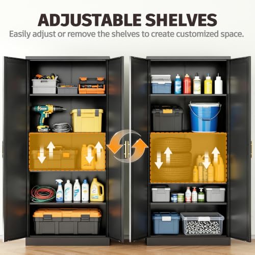 Image of 71 inch Metal Storage Cabinet with 2 Doors, 4 Adjustable Shelves