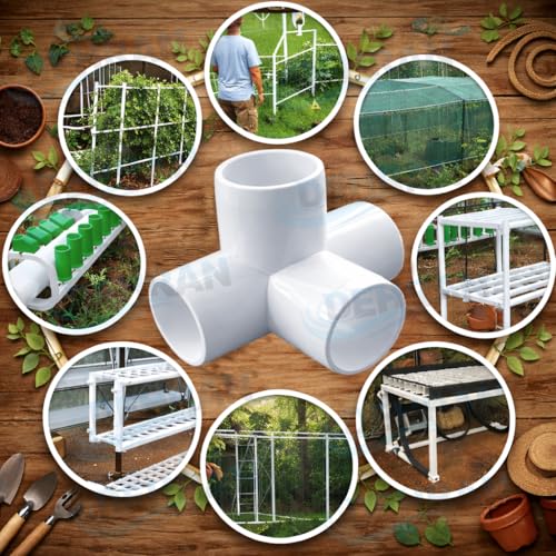 Image of DEHRAN UPVC 4-way Elbow 3 /4 inch inchi (25MM) Pipe Joint /Corner Heavy Duty UPVC Available for Greenhouse, Tent Connection,Furniture and Plumbing Projects White Color (1)