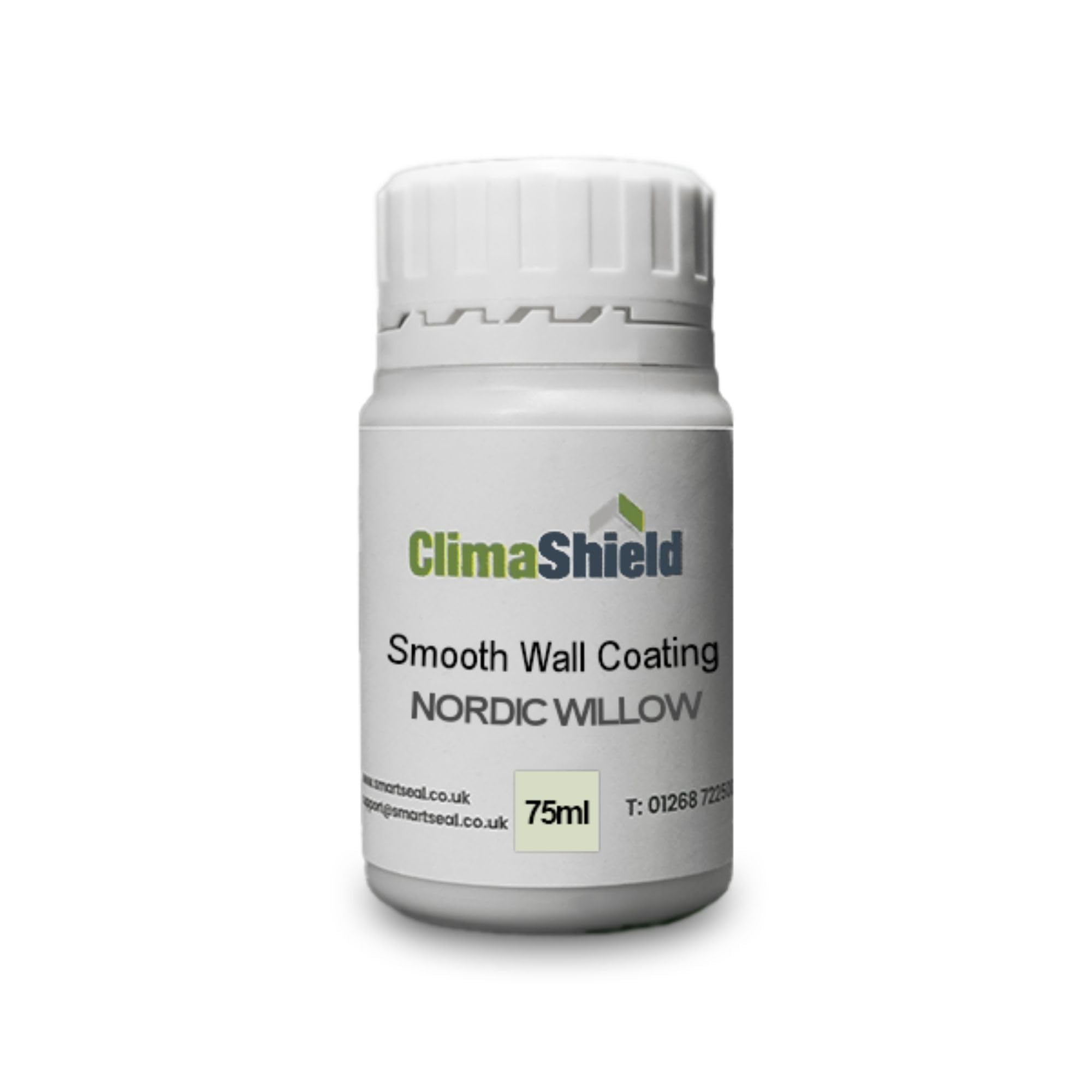 ClimaShield Wall Coating Smooth - Nordic Willow, 75ml Sample - Light Green Masonry Paint & Durable Acrylic Paint for Walls to Waterproof & Protect Brick, Render, Cement & Concrete. Lasts up to 15 yrs