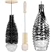 KAMEUN Brosse Bouteille, 2Pcs Brosses Nettoyage de Verre, Goupillon Biberon avec Poignée pour Thermos Tasses Bouteilles de Paille, Biberon, Soda Stream et Récipient à Col étroit (Noir)