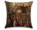 ruiio misterioso patrón funda de almohada Funda de cojín para Halloween decoración para el hogar, Lino, Ancient House +Witch, 45*45cm