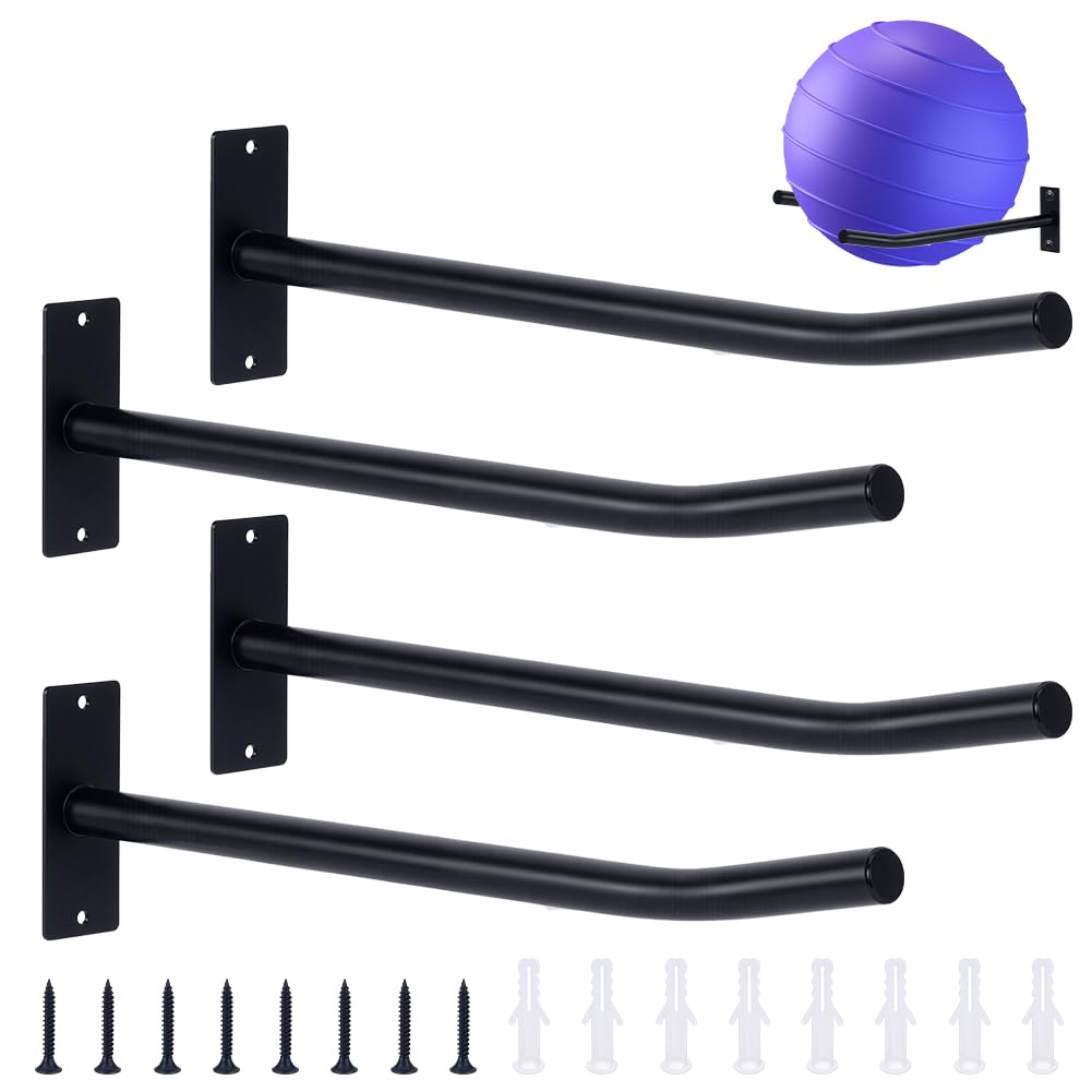 UNICRAFTALE 2 Ensembles Supports Muraux Pour Ballon d Exercice Noir En Fer Supports Métallique Pour Ballon de Yoga Support de Stabilite Support Pour Ballons de Gym Pour Garage ou Studio 10x4x39.5cm