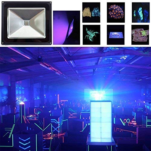 Image of UV LED Black Light, HouLight High Power 50W Balck Light LED Flood Light IP65-Waterproof (85V-265V AC) for Halloween, Blacklight Party, Neon Glow, Glow in the Dark, Birthdays, Blacklights, Curing