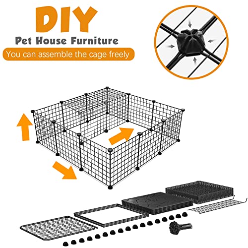 Large Cat Cage Indoor Cat Enclosures Diy Cat Playpen Detachable Metal Kennel With 3 Platforms Beds And 2 Ladders, Ideal For 1-4 Cats，Guinea Pigs, Rabbits, Small Animals (41.7"L X 41.7"W X 56“H, Black) #TOP5
