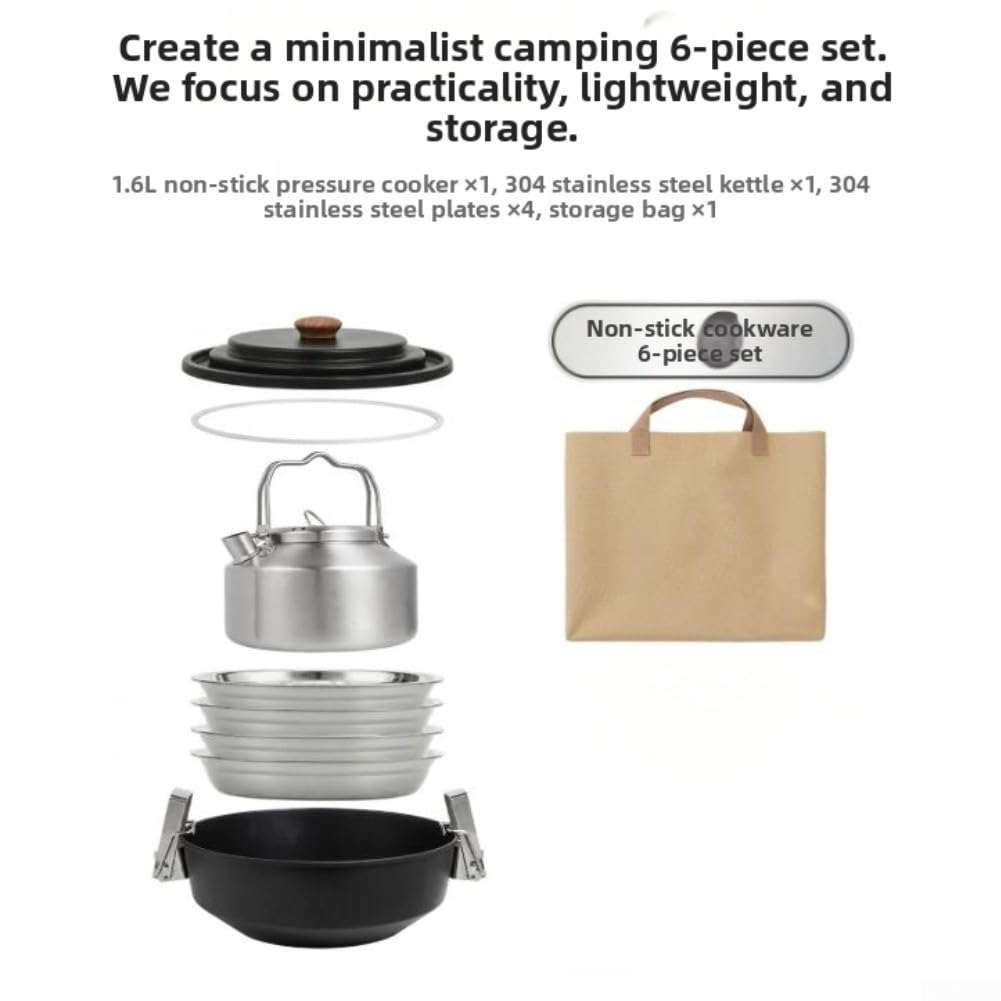 Set Camping 9 Piezas para Acero Inoxidable Antiadherente Plegable