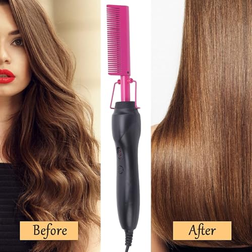 Plancha para el cabello y peine 2 en 1 LICAEVEY, calentamiento rápido, uso en cabello mojado y seco, con peine incorporado, temperatura ajustable, reduce el tiempo de peinado para uso en casa y viaje (enchufe EE.UU., 100 a 240 V) miniatura 3