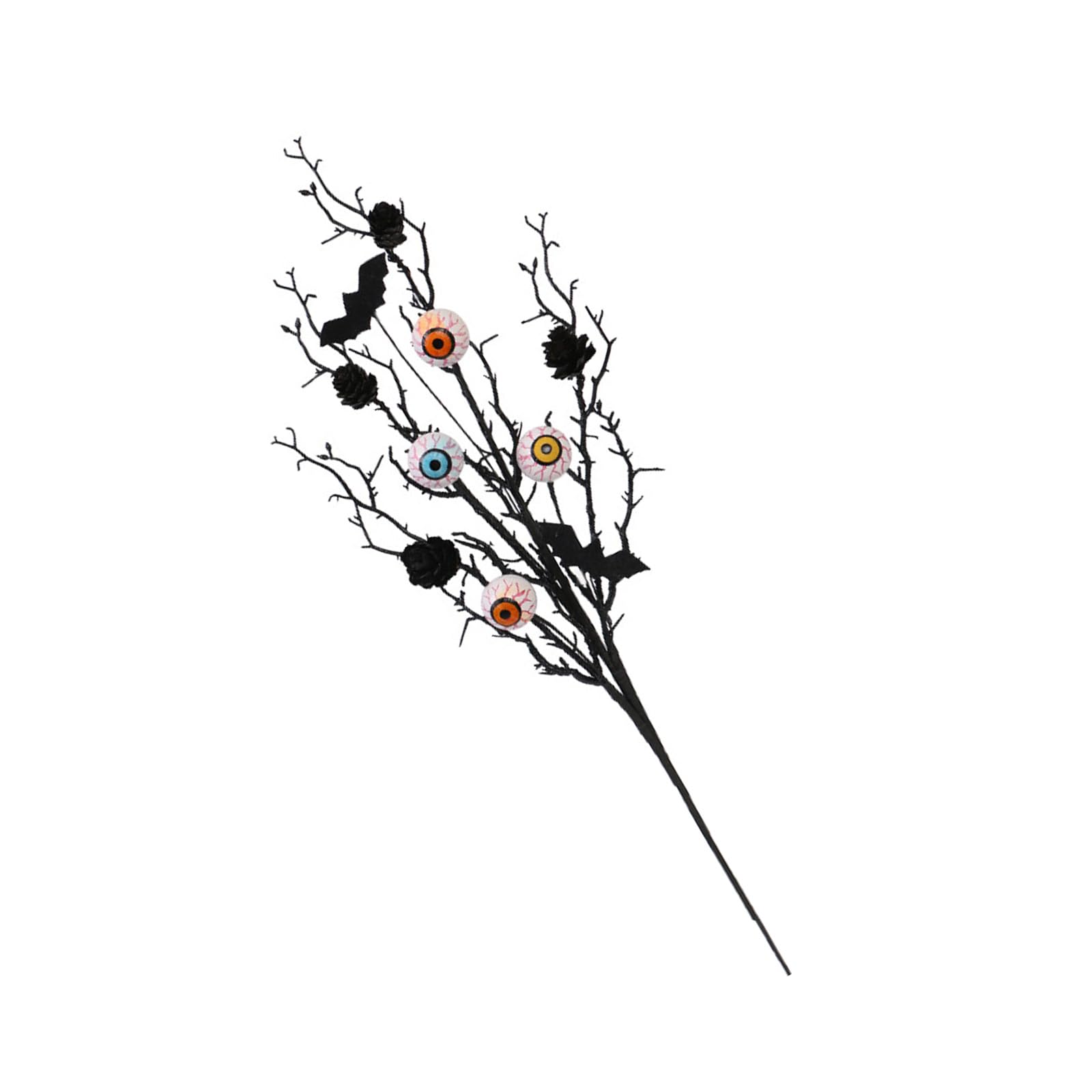 Snorvixre Realistic Flower Halloween Flower Arrangement with Artificial Eyeballs Bat Pinecones for Decoration Party Supplies