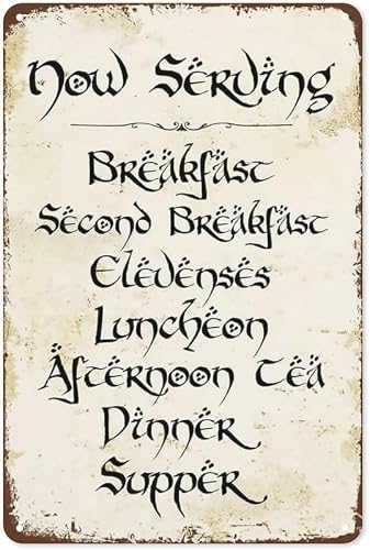 XingFox Plaque métallique humoristique vintage « Deuxième petit-déjeuner » - Affiche de cuisine - Cadeau pour les fans du Seigneur des Anneaux - 20 x 30 cm