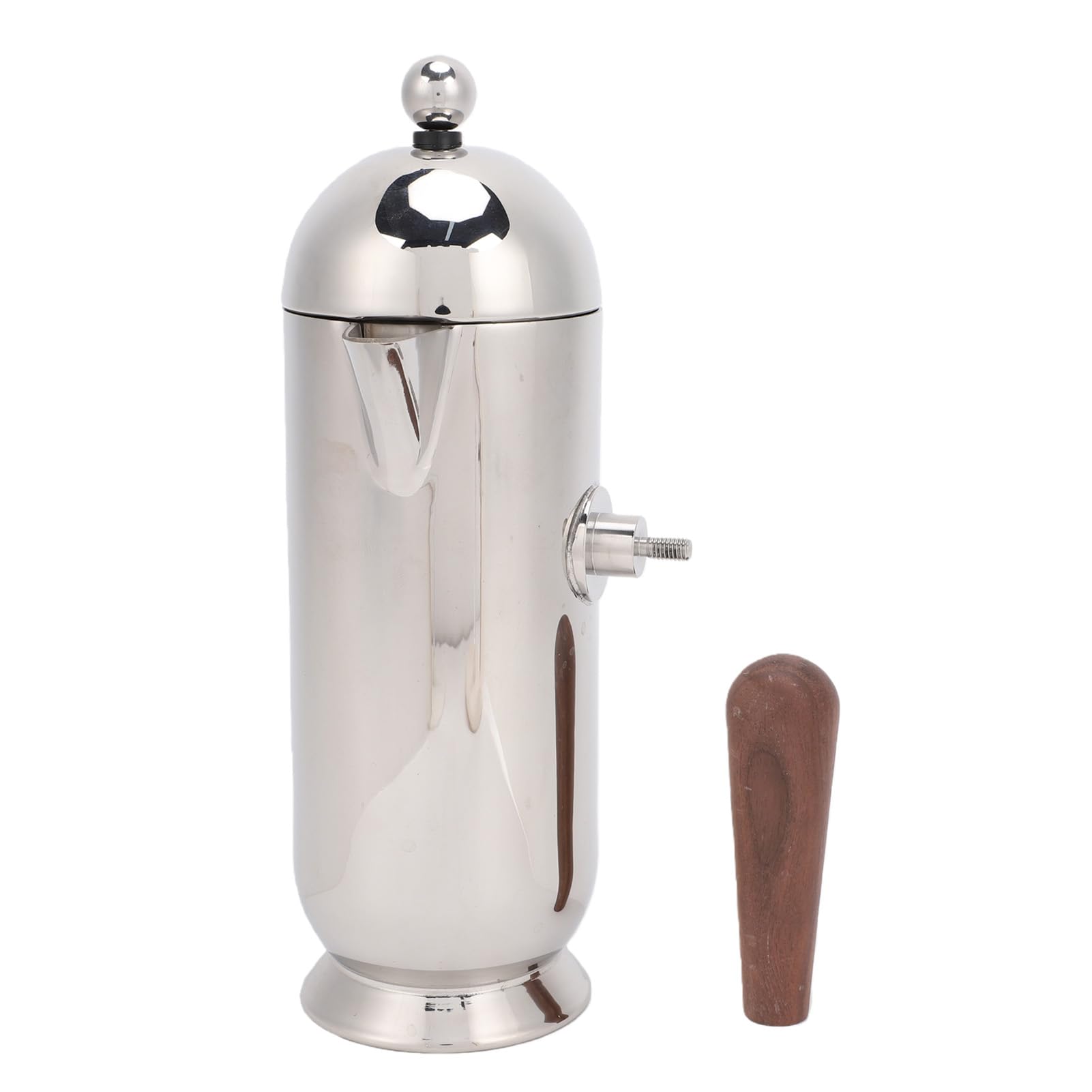 350ml Stalowy Dzbanek do Kawy z Orzechowym Uchwytem