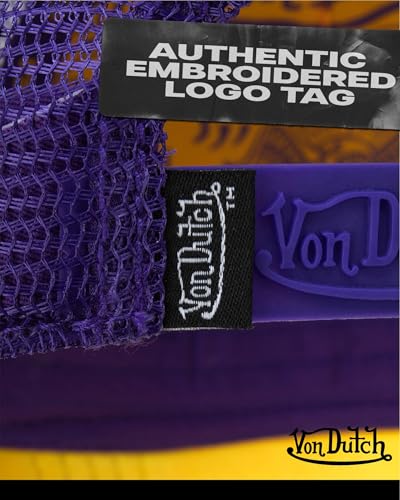 Image of Von Dutch Unisex Trucker Hat - Velvet Curved Bill Mesh Back Retro Classic Adjustable Snapback Baseball Cap for Men and Women