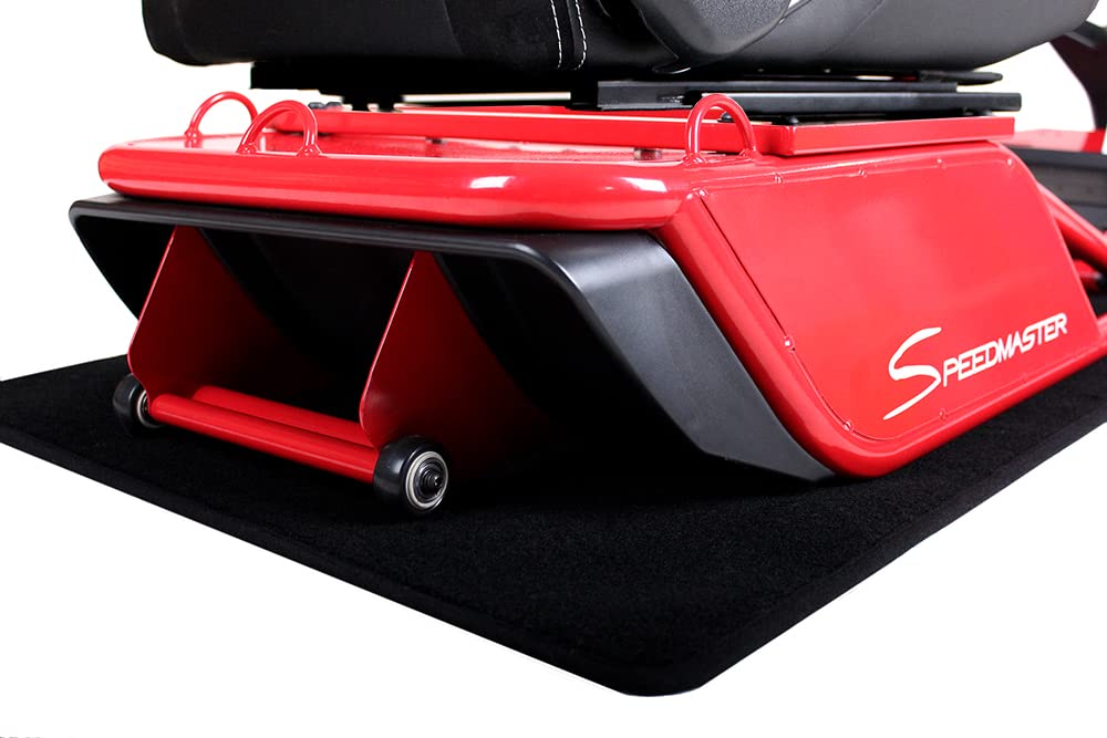 Speedmaster PRO Zero-Flex Racing Simulator Cockpit, SIM Racing Cockpit Rennsimulations-Stuhl mit Lenkrad- & Pedalablage Rot (Race Weave Anthrazit)