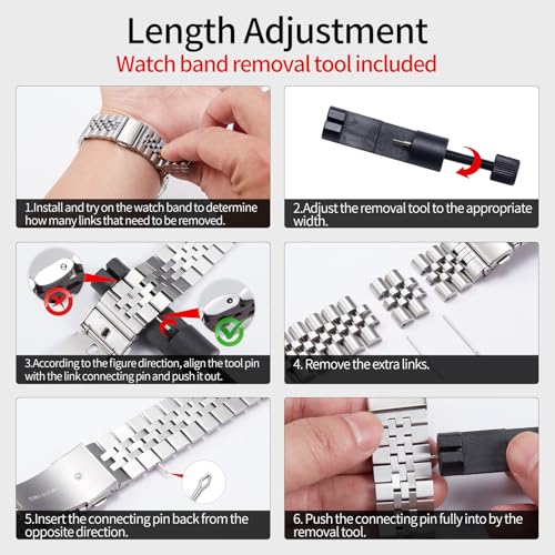 Image of BINLUN Stainless Steel Watch Band Replacement Metal Watch Straps for Men and Women 20mm /22mm /24mm