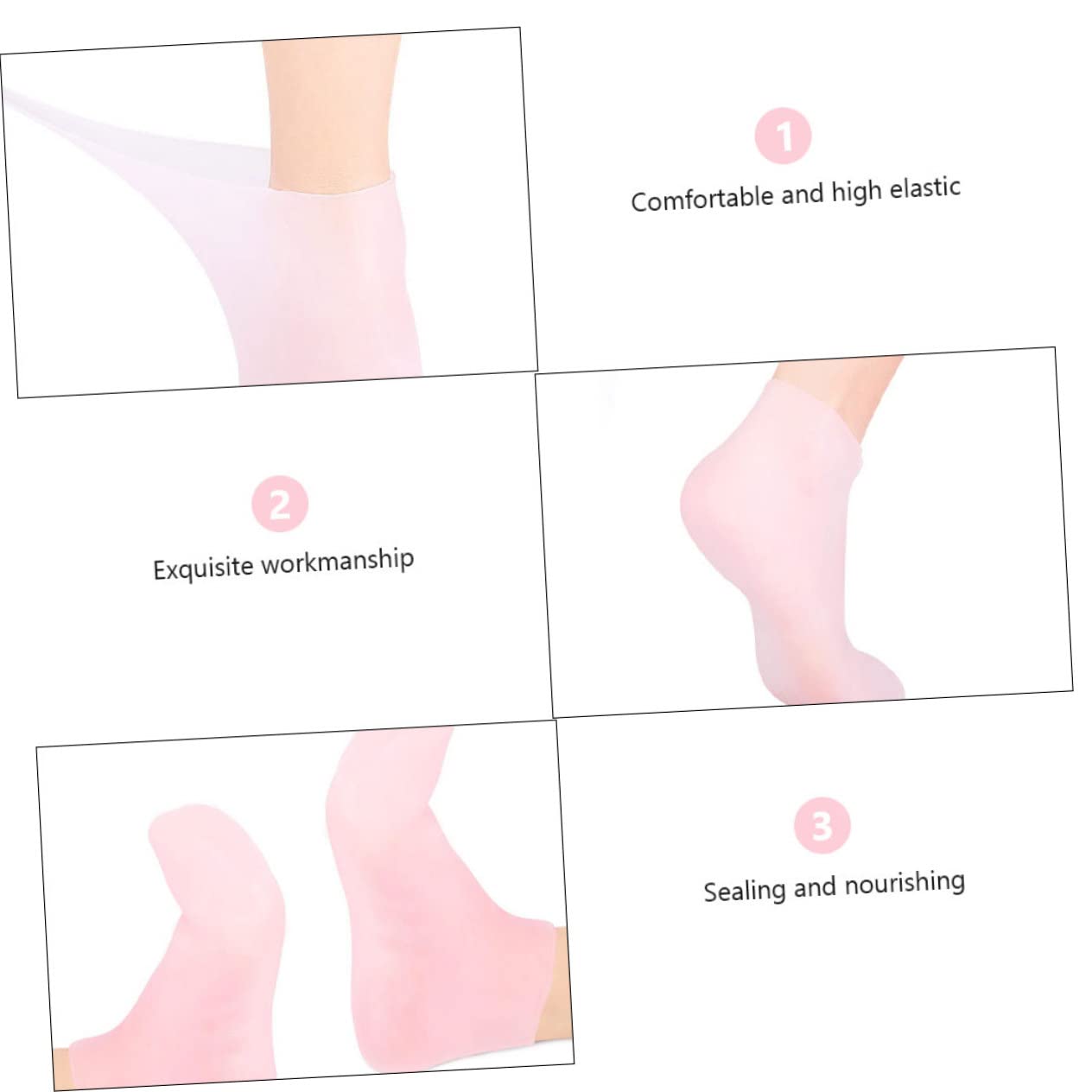 Ipetboom Foot Care Socks Moisturizing Gel Gloves for Women Exfoliating Socks Dry Pink