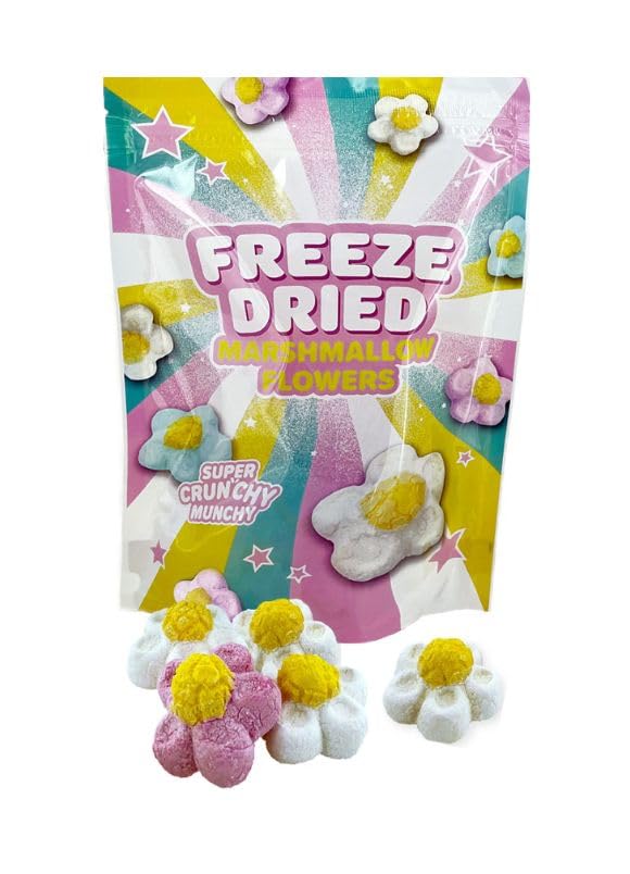 DUCAVAL | Flores de Malvavisco Liofilizadas, 42g, Crujientes, Forma de Margarita, Comida de Astronauta, Chuche Lioflizada