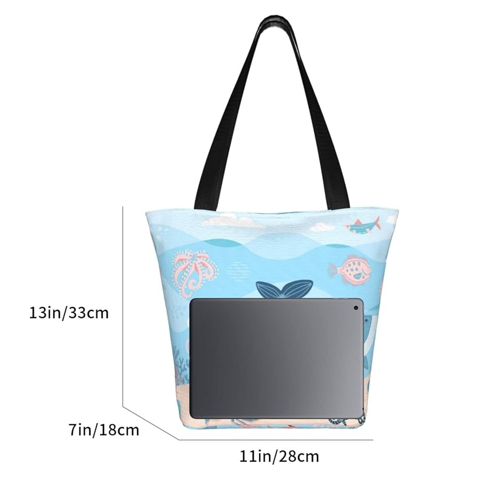 Amazon | [DADABULIU] トートバック クジラ 魚 カニ 海 サンゴ