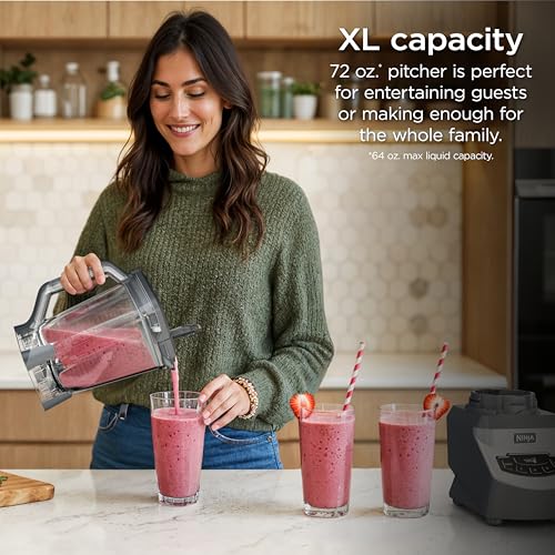 Ninja BL660 Professional Compact Smoothie & Food Processing Blender, 1100-Watts, 3 Functions -for Frozen Drinks, Smoothies, Sauces, & More, 72-oz.* Pitcher, (2) 16-oz. To-Go Cups & Spout Lids, Gray image 3