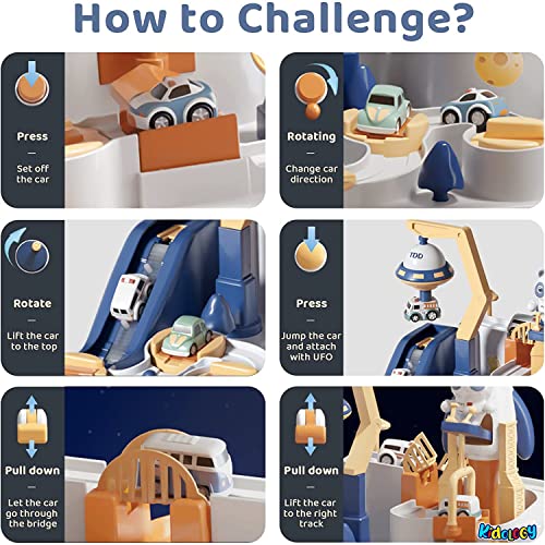 Image of Kidology Car Race Tracks Toy for Boys Girls | Car Adventure Toy for 2+ Year Old Boys & Girls | Playset City Rescue Toddlers Toy | Pre Educational Learning Toy Puzzle Car (Adventure Toy - 2 Cars)