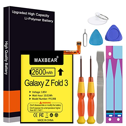Image of MAXBEAR Galaxy Z Fold 3 Battery, (Upgraded) 2600mAh 3.85V Replacement Battery EB-BF926ABY for Samsung Galaxy Z Fold 3 5G F926U with Repair Tool Kit