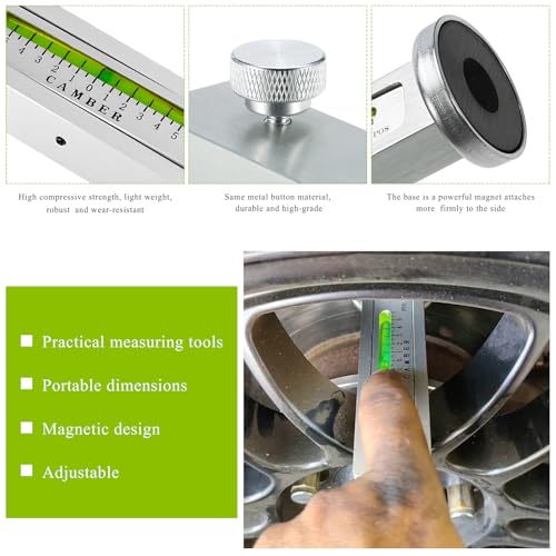 Image of Adjustable Magnetic Gauge Tool, Automotive Camber Caster Strut Wheel Alignment Gauge, Universal Castor Strut Wheel Hub Alignment Instrument for Car RV Truck Tire Repair