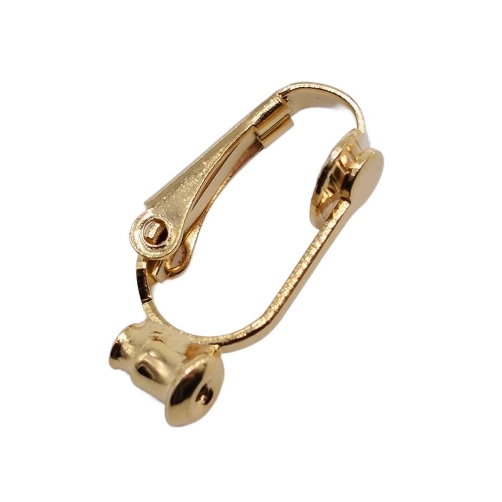 IXIETY Earrings for Women Stainless steel perforation-free clip back clip earring with ring plug connector earring conversion found DIY (Color : Gold, Size : 10mm)