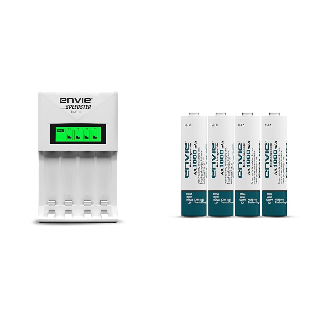 ENVIE® (ECR-011) Speedster Fast Charger for AA & AAA Rechargeable Batteries with LCD Display Indicat